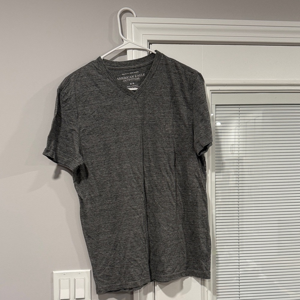 American Eagle Outfitters Charcoal V-Neck Tee